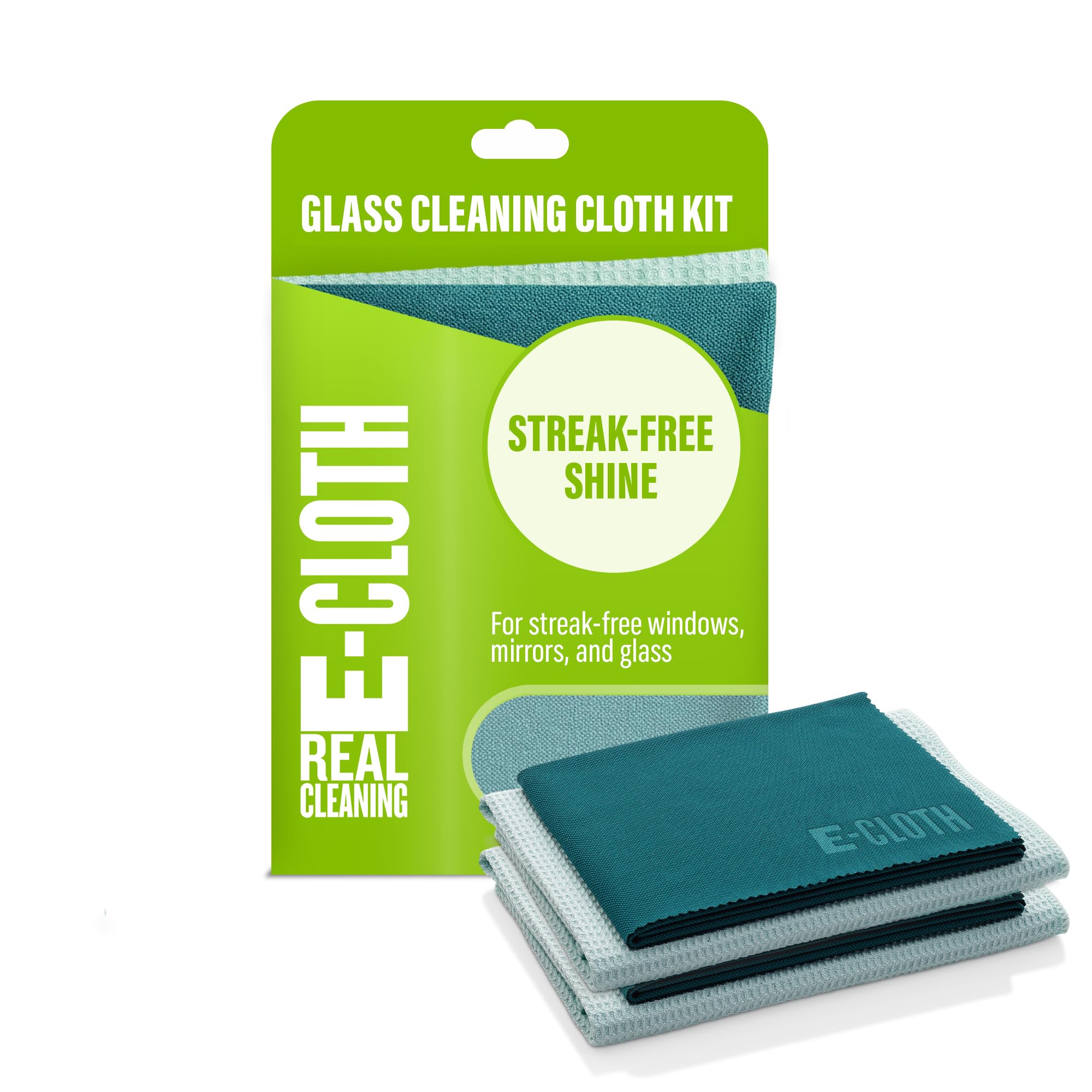 E-Cloth Winter Green Glass Cleaning Cloth And Window Cleaning Cloth Microfibre Towel Cleaning Kit For Windows, Streak-Free Windows With Just Water, Car Windshield, Mirrors - 2Pack