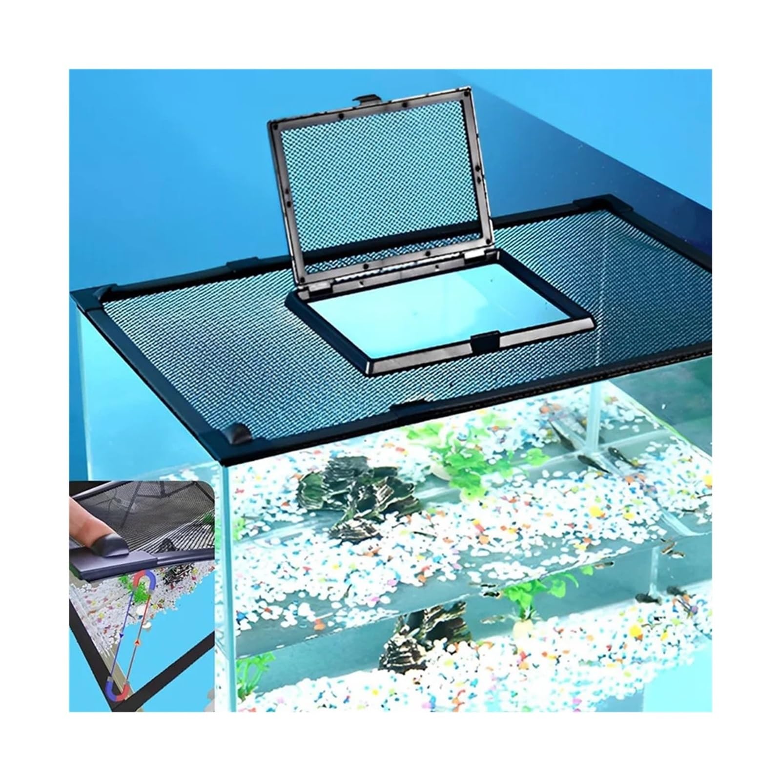 Red Magnética Anti-Salto para Acuario Tapa magnética for Acuario, Cubierta Superior for pecera, Malla antisaltos for Proteger a los Peces de Saltar Fuera del