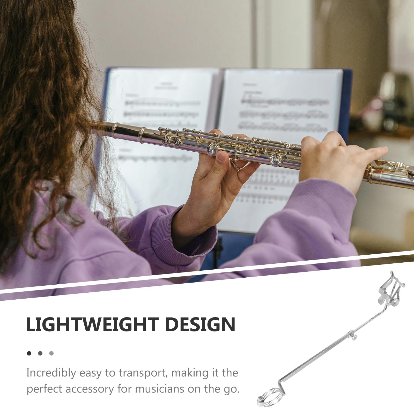 Toyvian Pince à Partition Accessoire en Fer Argenté pour Flûte Traversière Design Compact et Léger pour Débutants et Garçon et Filles en Pratique Musicale