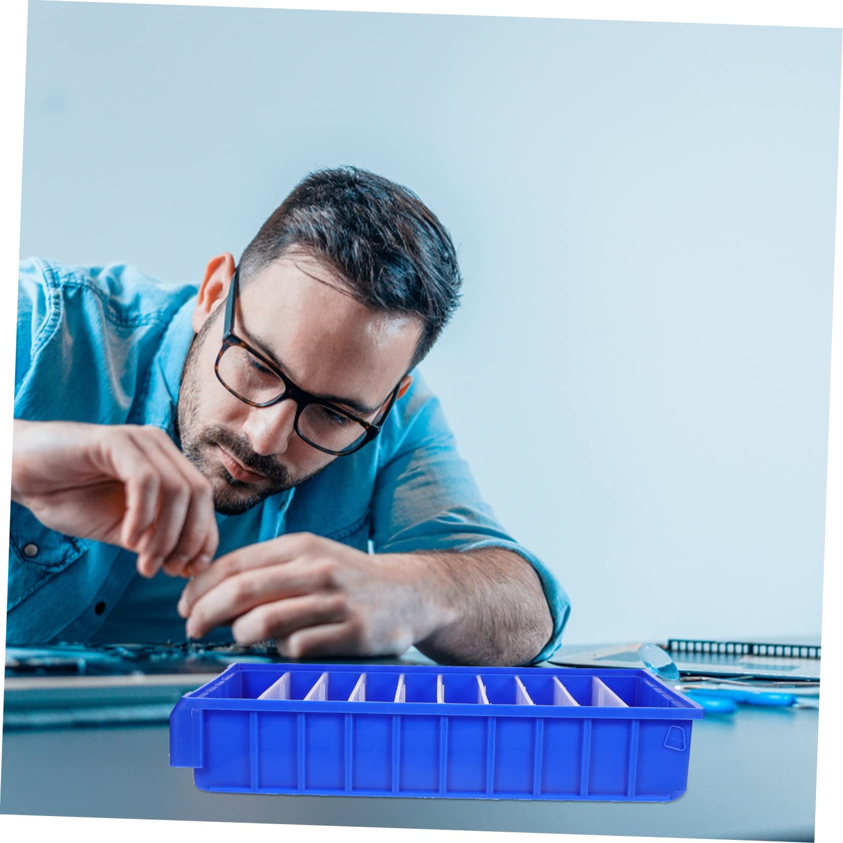 Homoyoyo Boîte de Rangement pour Vis Bleu en Polyéthylène, Compartimentée