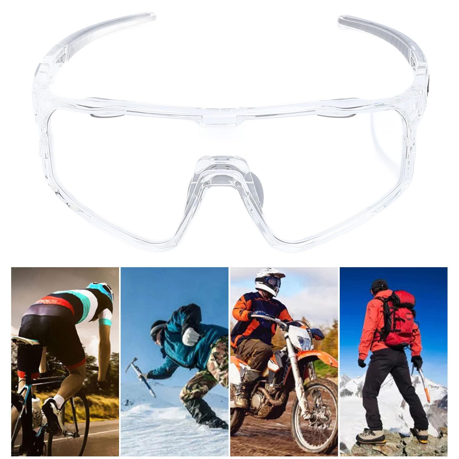 Gafas de Sol de Ciclismo Gafas Polarizadas a Prueba de Viento Deportivas para Miopía con Lentes que Cambian de Color Transparente y Lentes Polarizadas Hielo