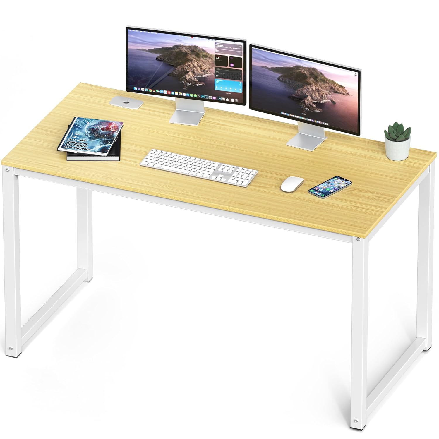SHW 48-Inch Commercial-Grade Office Computer Desk, Oak