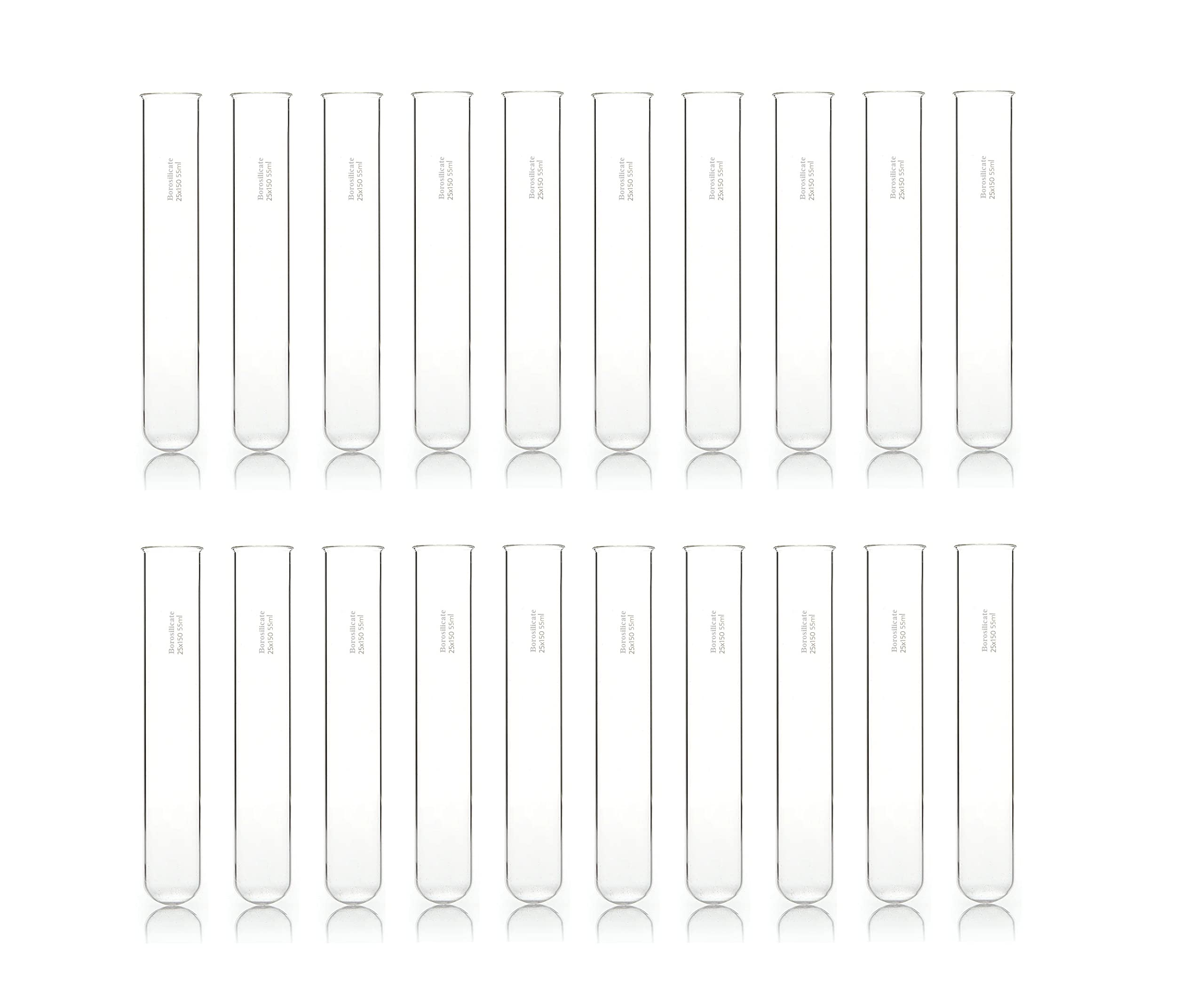 RG� Borosilicate glass Test Tube 25mm x 150 mm, Capacity 55 ml (Boiling Tube) with Rim (20) (B0BGQ52LK7) Amazon Price History, Amazon Price Tracker