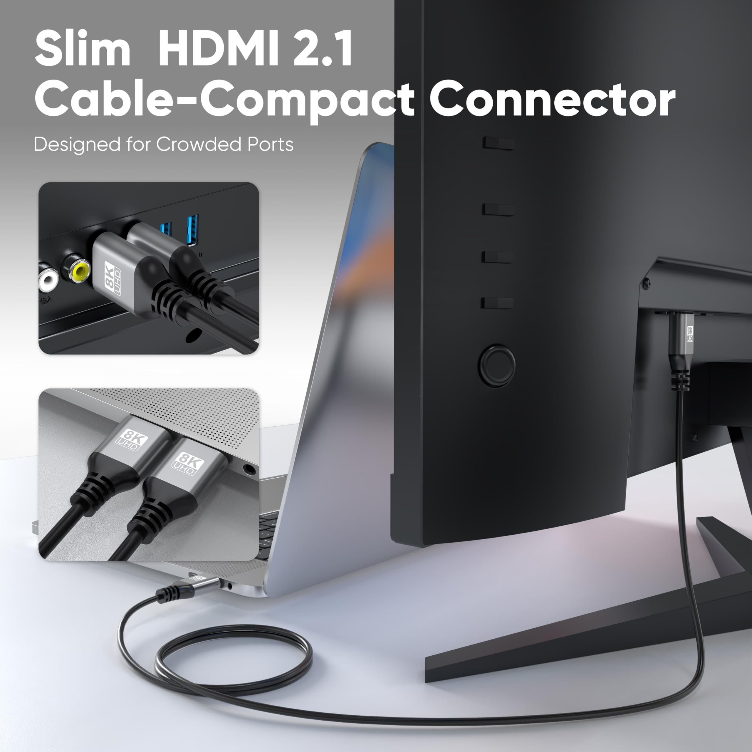 Lot de 5 câbles HDMI 8K de 1,8 m, compatible avec PC