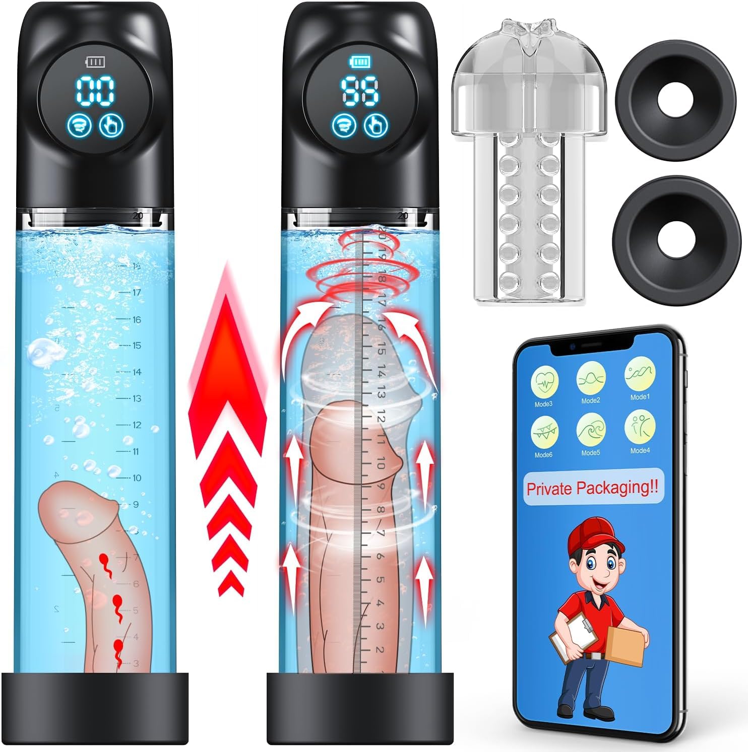 Pompe à Pénis Automatique APP, Masturbateur Homme, Vaginette Ultra Réaliste, Sextoy Agrandir le Pénis