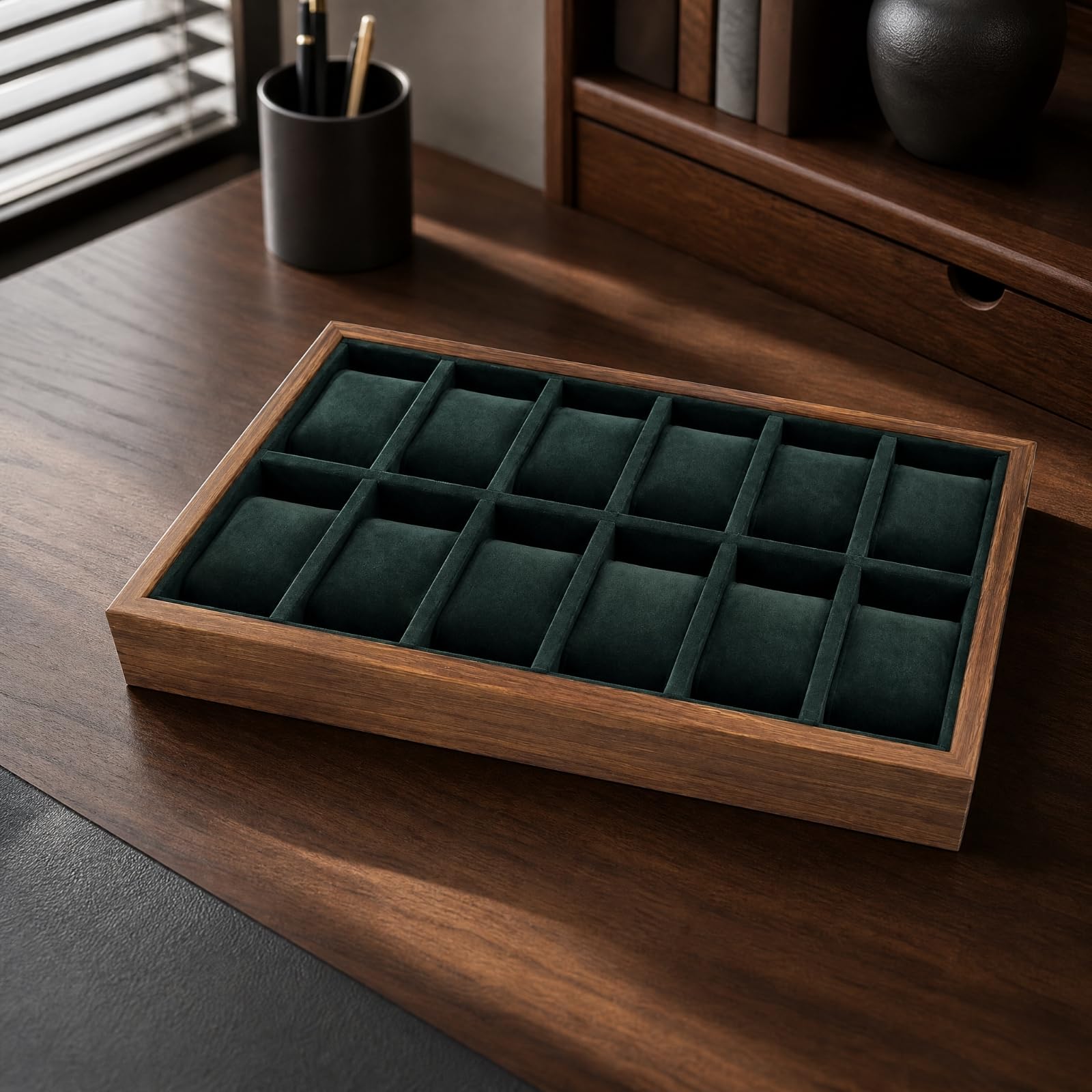 Organizador Joyas Elegan Banja Exhibición Relojes Resisn Connedor Almacenamiento Joyas para Cómoda, Verde