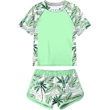 ADUKIDE Girls Rash Guard Swimsuit Kids Two Piece Bathing Suit UPF 50+ Summer Beach Swim Suit Size 7-18T