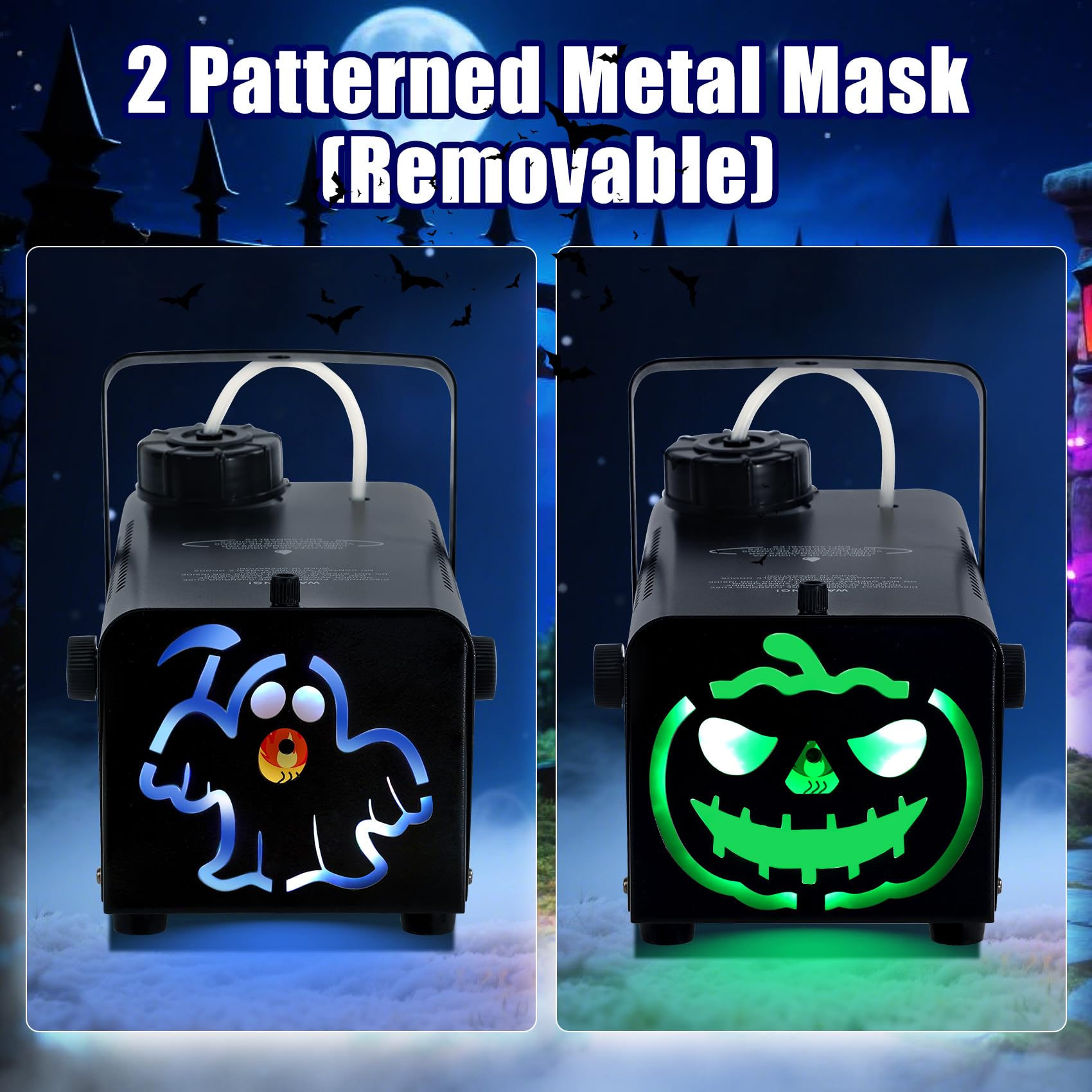 Máquina de niebla de 500 W con 9 luces LED, nebulizador con efecto de 12 luces de color para Halloween, boda, fiesta de DJ, escenario, máquina de humo portátil para exteriores con control