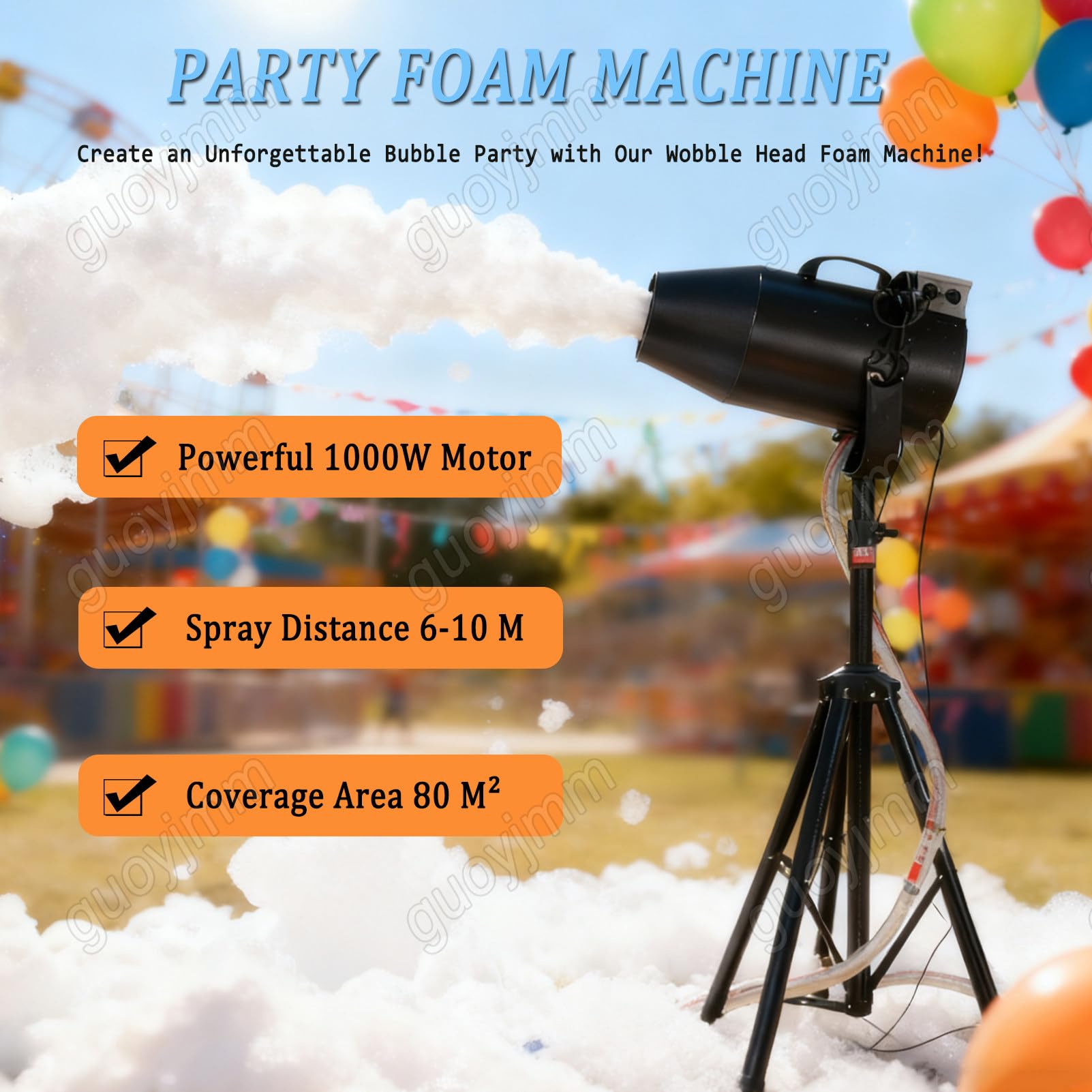 Máquina de espuma, cañón de espuma ajustable de 1000 W para fiestas, eventos al aire libre, reuniones en el patio, celebraciones en la piscina, cumpleaños