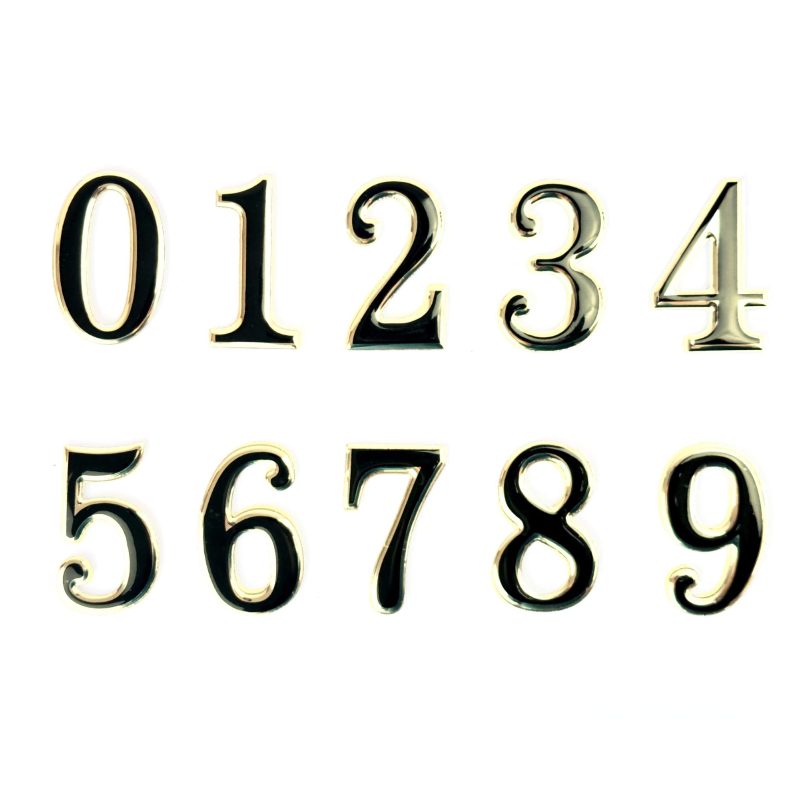 Lizzy 0 to 9 3D Gold & Black Reflective Mailbox Door Numbers Vinyl Sticker Self-Adhesive Decal Waterproof Bins Numbers Stickers House Signs Personalised Door Number for House Wheelie Address (1)