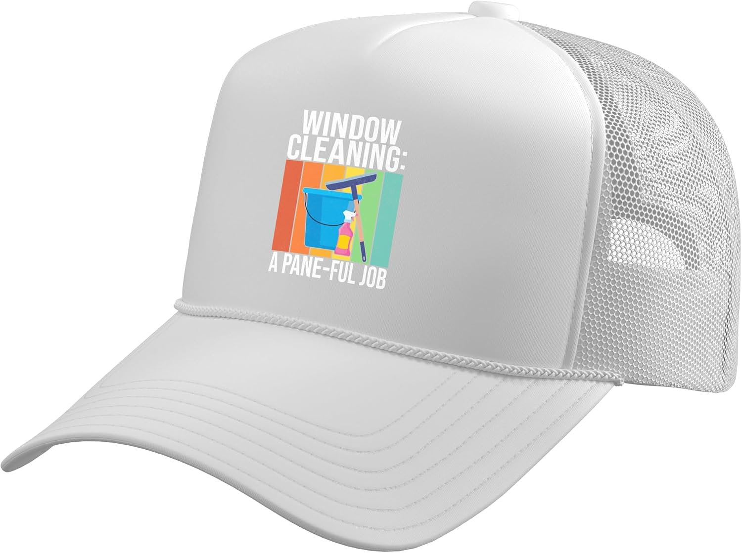 Window Cleaning a Pane Ful Job Funny Window Cleaner Trucker Hat with Adjustable Mesh Back