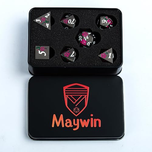 Miniatura 6 de DND - Juego de dados Dungeons and Dragons D20, dados de rayas metálicas con funda de regalo, juegos de dados poliédricos para juegos de mesa, dados