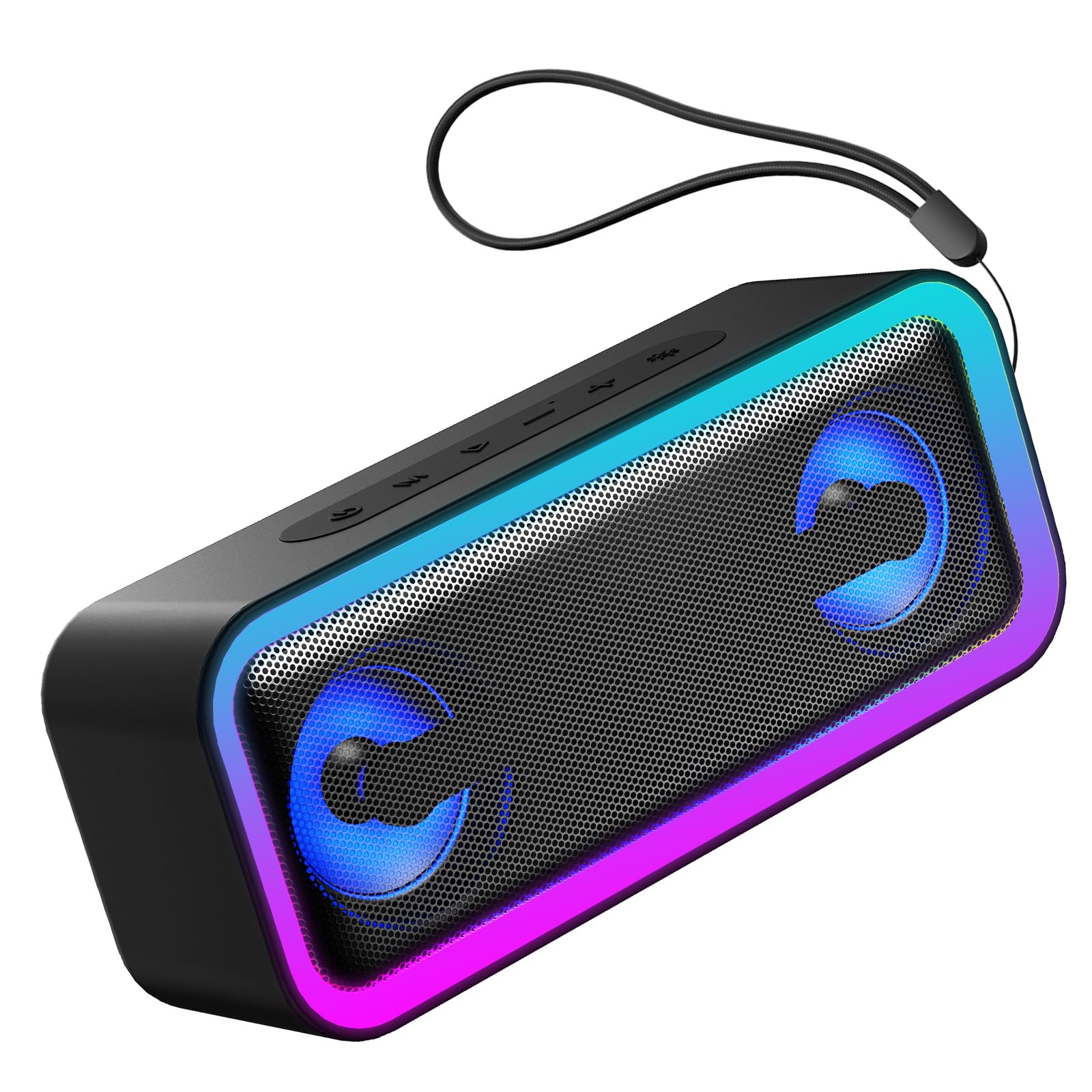IKT Bluetooth Lautsprecher mit Licht, Musikbox Bluetooth 5.4, 30W Stereo Bass Boost, IPX7 Wasserdicht, 7 RGB Lichtmodi, 30h Spielzeit, Party-Lautsprecher für Innen & Outdoor, TWS, AUX, TF-Karte