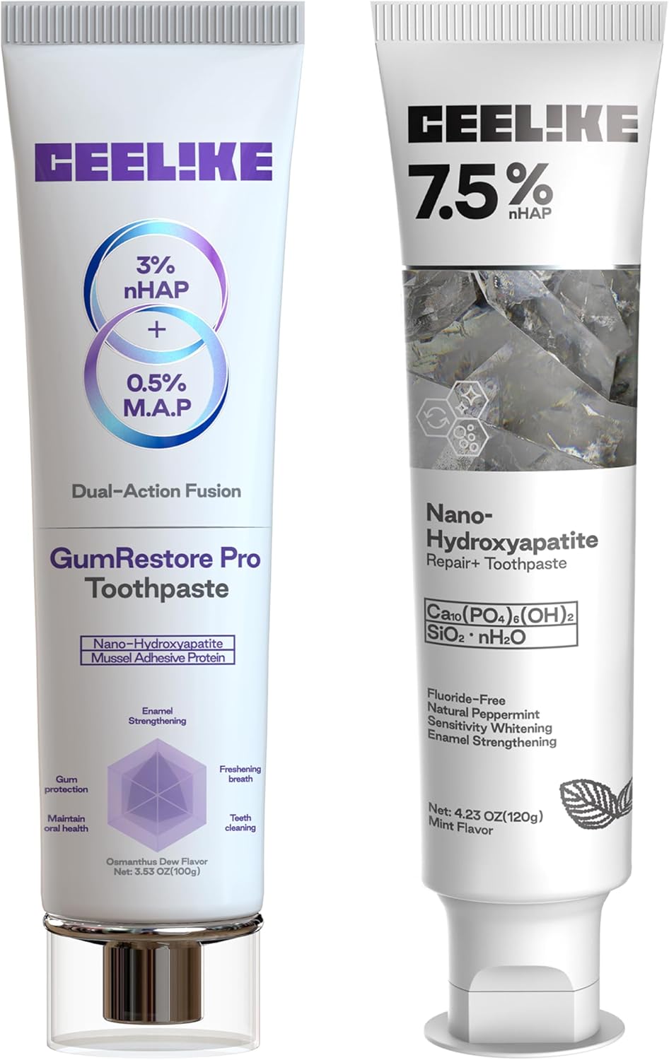 Hydroxyapatite & Gum Repair Toothpaste Set – Strengthens Teeth, Repairs Enamel, Freshens Breath – 2-Pack for Complete Oral Care