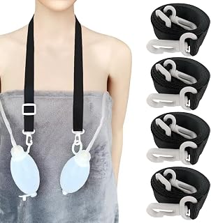 4Pcs Shower Lanyard for Mastectomy Drain Holder with 2 Hooks; Breast Cancer/Abdominal Debridement/Tummy Tuck Patients Surgical Drain Holder; Breast Surgery Recovery Care Supplies (Black)