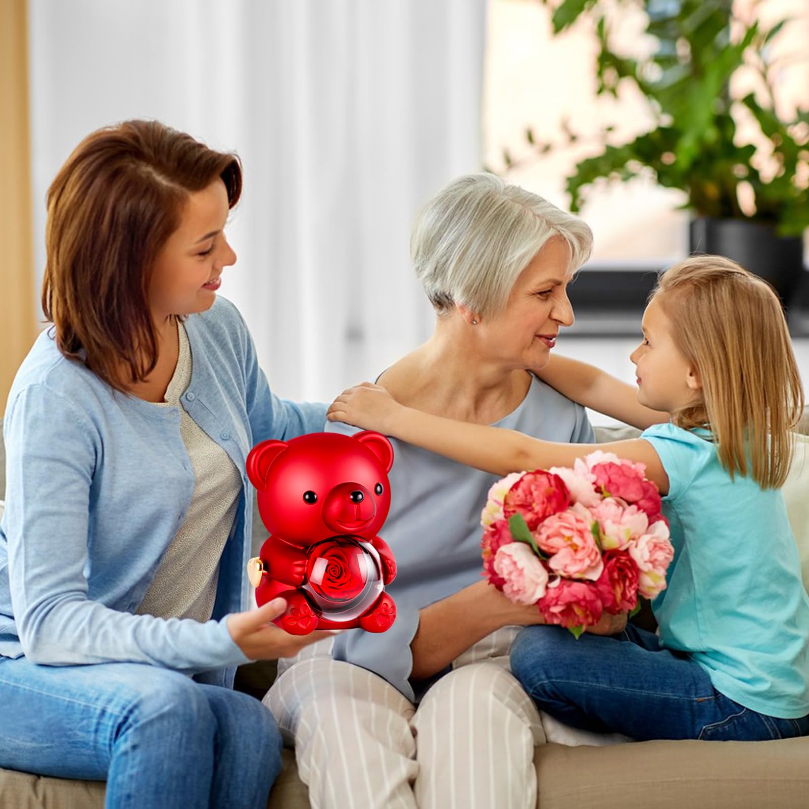 Ewige Rosen Bär Geschenkbox mit Blauer Halskette,Frauen Gesch | Rosen Teddybär für Frauen, Freundin Jahrestag, Geburtstag, Thanksgiving, Valentinstag, Weihnachten, Schulanfang