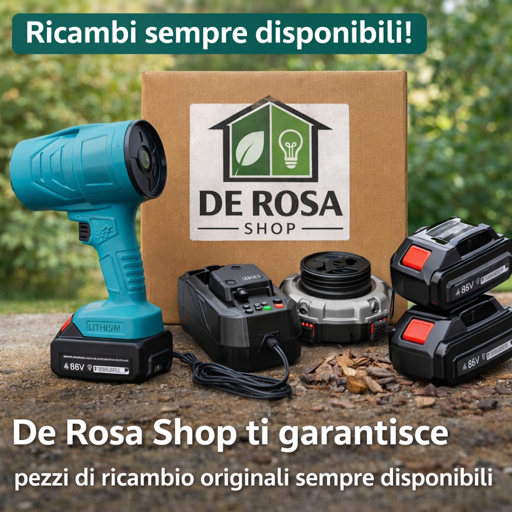 Soffiatore a Batteria 48V Soffiatore Foglie Portatile Senza Fili Mini Turbocompressore Velocità Aria 146 kmh con 2 Batterie per Giardino Auto Casa