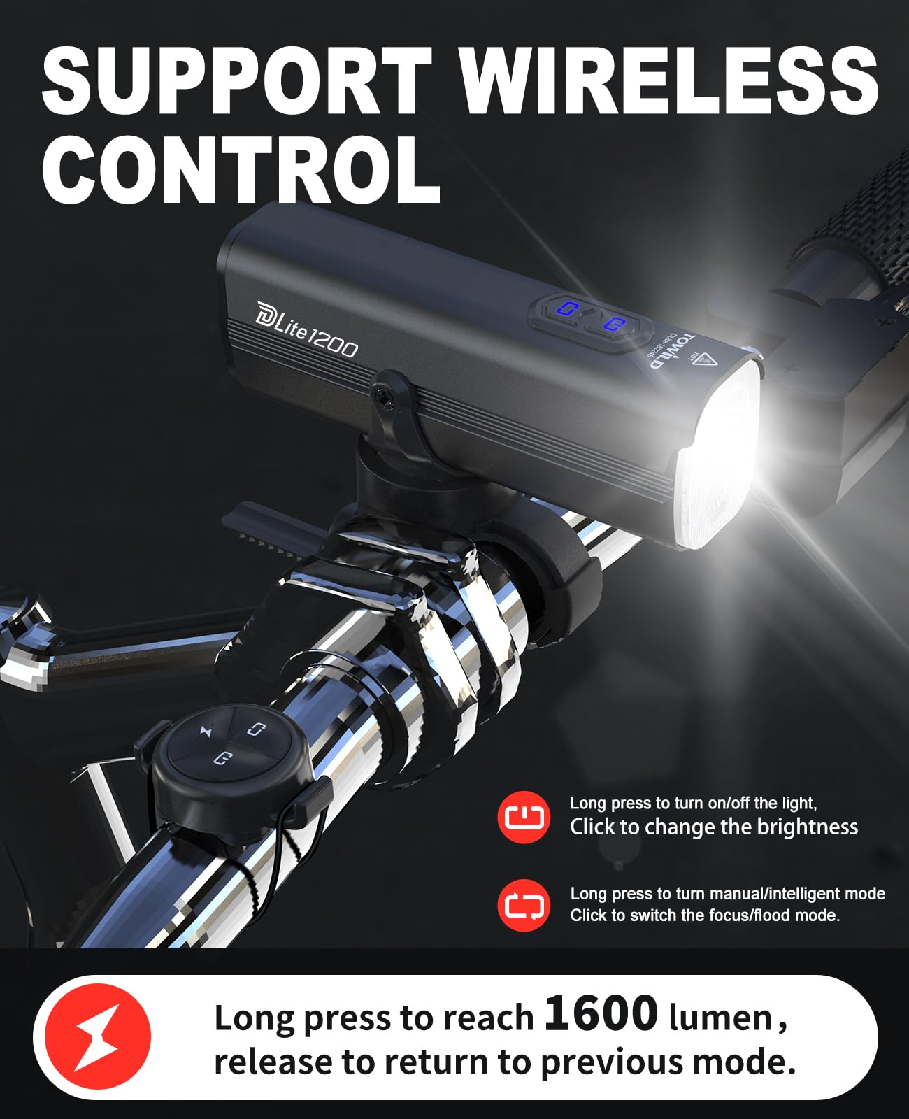 Amazon.com : TOWILD DLite1200 Bike Lights for Night Riding 1200LM