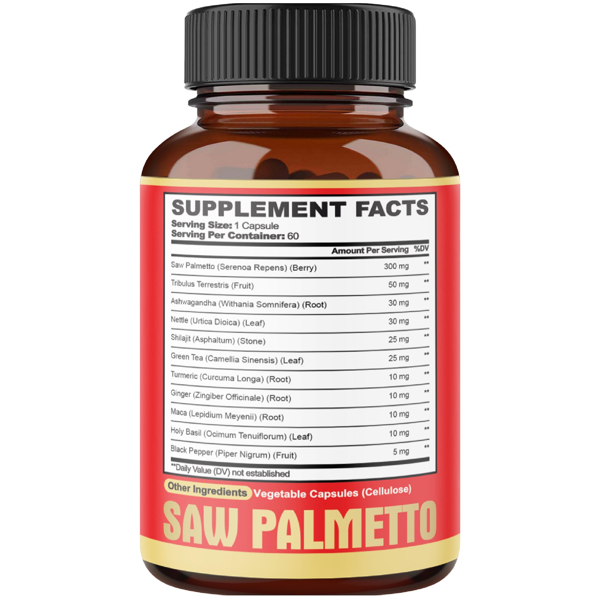 2 Packs 60 Counts 4 Months - Saw Palmetto Capsules 5300 mg - 11in1 with Ashwagandha, Turmeric, Tribulus, Maca, Green Tea, Holy Basil & More - Extract for Prostate, Skin & Immune Support — Amazon image 7