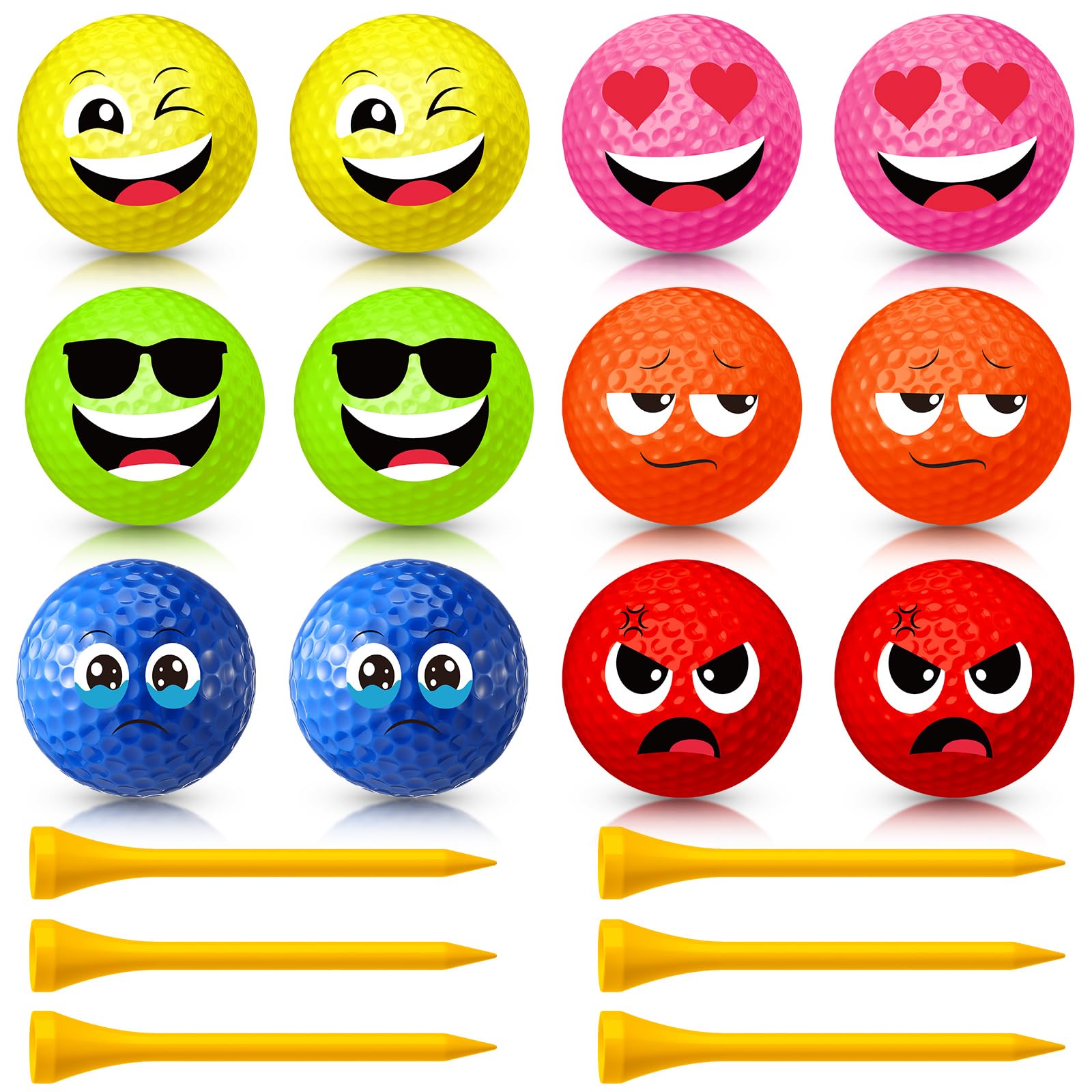 MiniInflat 18 Pcs Golf Balls Gifts Set for Dad 12 Funny Humor Golf Balls and 6 Tees for Men Women Coworkers Employees Golfers Birthday Retirement Christmas Holiday Party Favors