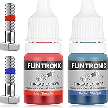 Flintronic Thread Lock Blue and Red, 2PCS 5ml Medium and High Strength Threadlocker, Locktight Threadlock Against Losening and Leakage, Lock and Seal Nuts, Bolts, Fasteners and Metals