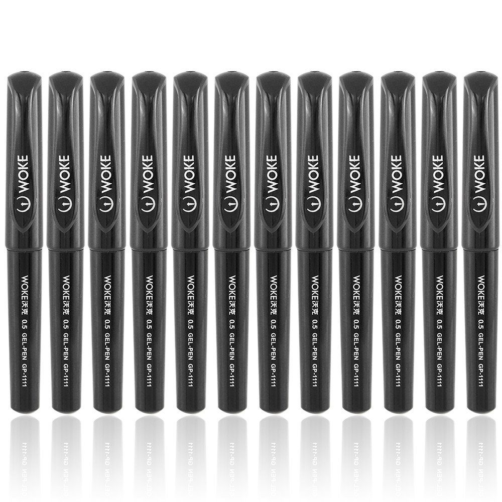 WOKE Highcapacity Gel Ink Pen, 0.5 mm Black Ink, Pack of 12 Buy