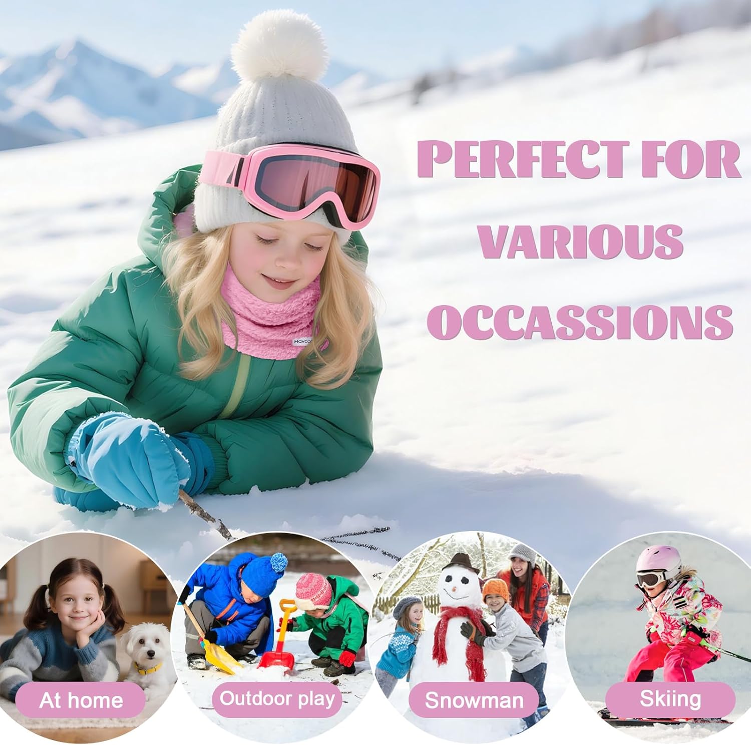 Kids Fleece Neck Warmer Gaiter, Winter Velvet Infinity Scarf for Boys Girls Double-Layer Face Ski Mask for the Cold - Image 6