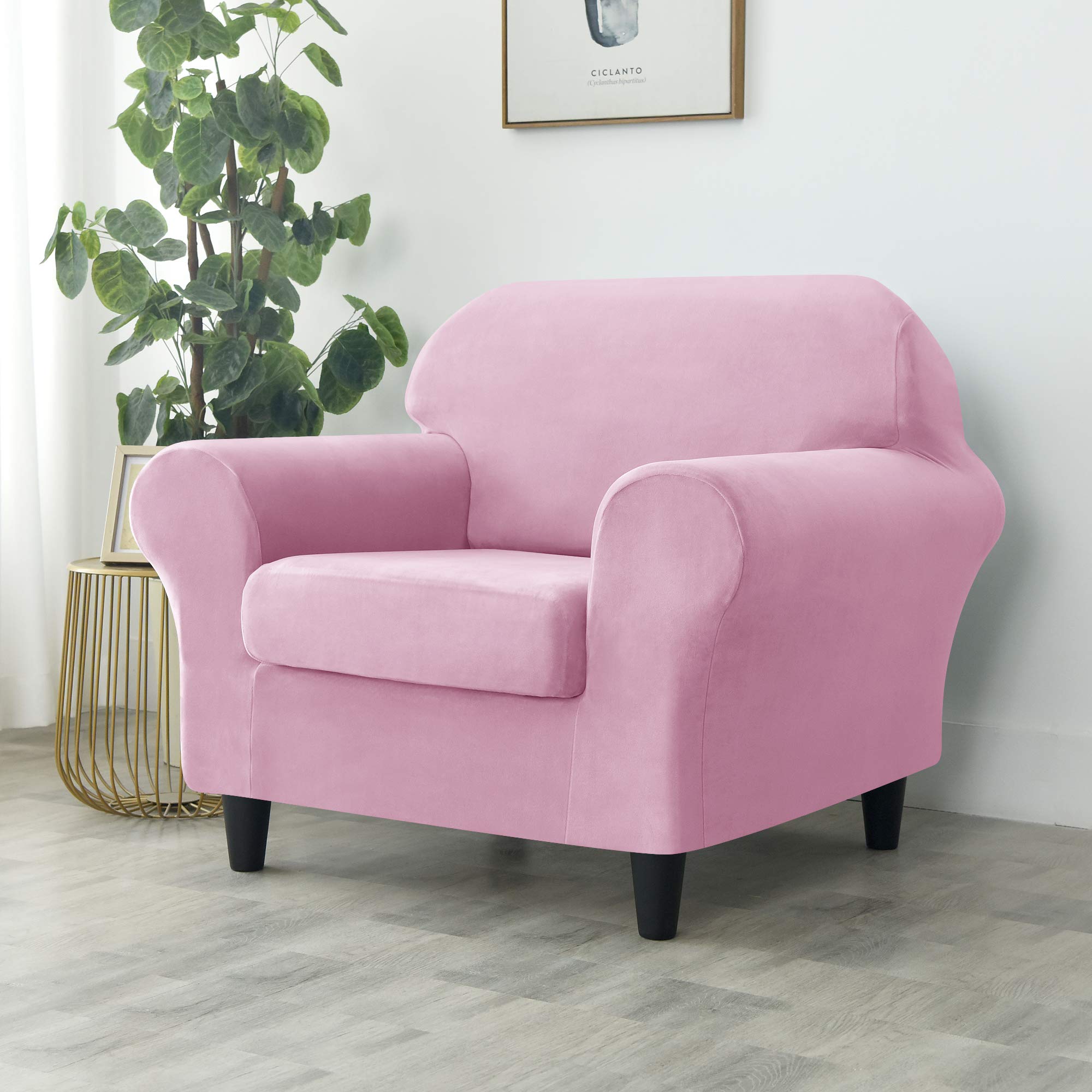 FantasDecor Velvet Chaise Lounge Cover Stretch Double Arm