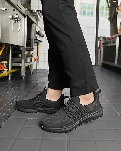 Miniatura 7 de VikoViren Zapatos de trabajo antideslizantes para hombre, para restaurante o servicio de alimentos, transpirables, ligeros, resistentes al agua,