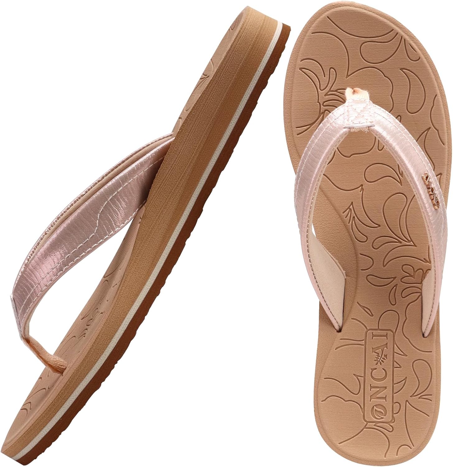 ONCAI Women’s Flip Flops Comfortable Summer Beach Thong Sandals for Women with Cushion Walking Arch Support Yoga Mat Indoor Outdoor Soles