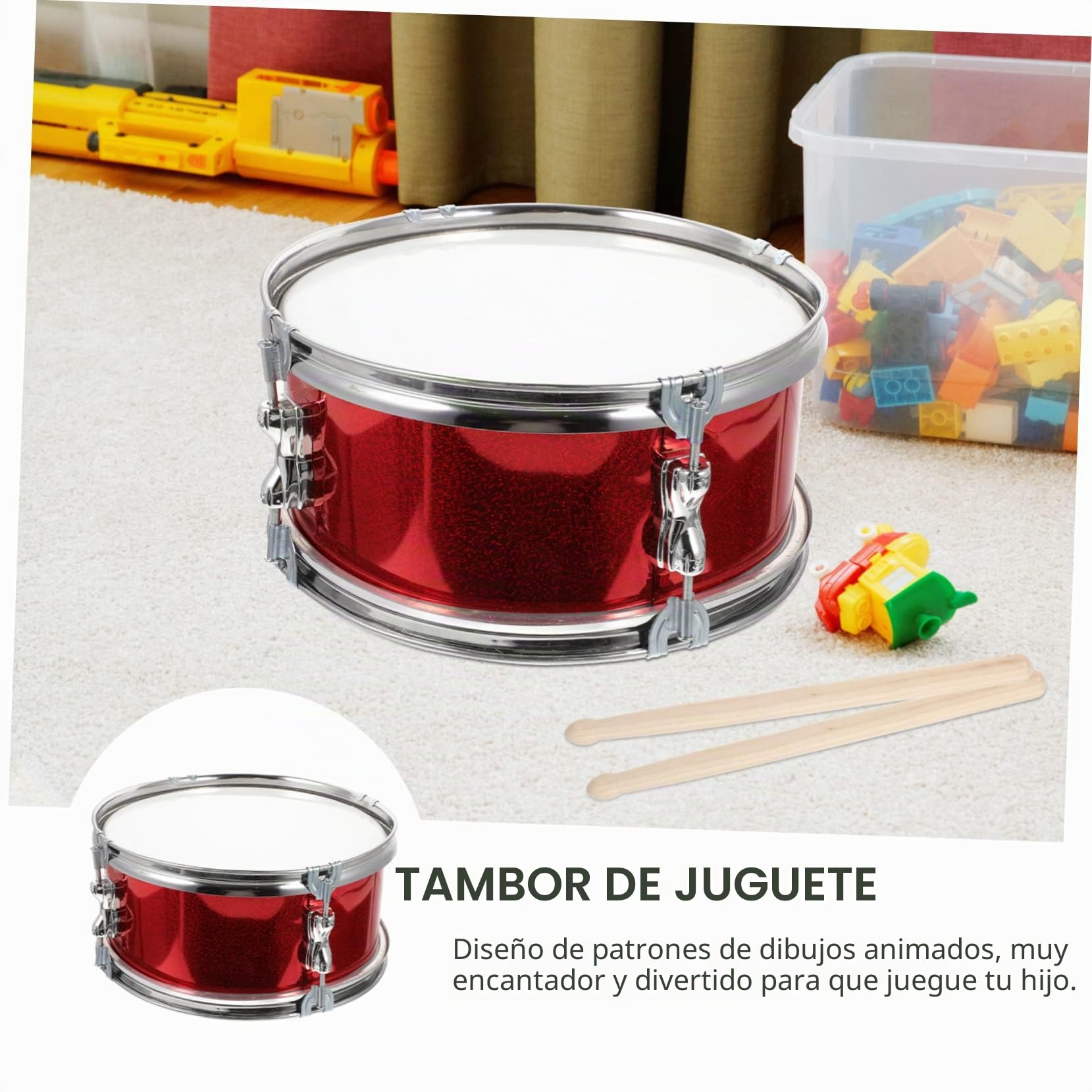 Sosoport Tambor Infantil De Instrumento Musical para Juguete Educativo para Performances Casa o Escuela Tambor Metálico para Percusión