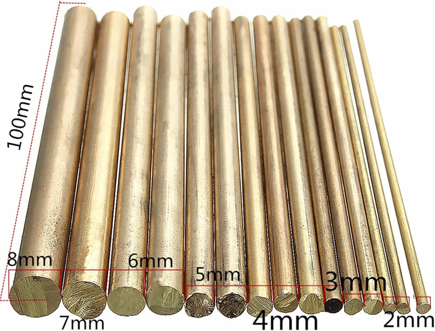 DLLTEC Chenlu-Solder Rods 15pcs 2-8mm Brass Rods Wires Sticks Gold for Repair Welding Brazing Soldering, Perfect Welding