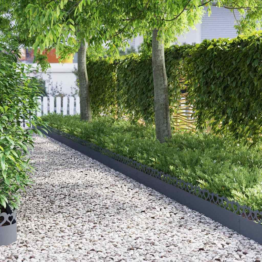 Lot de 20 bordures de pelouse en métal anthracite - 103 cm - En acier - 22 cm de haut - Pour parterres de jardin et chemins - Délimitation de pelouse moderne avec lignes épurées pour une installation