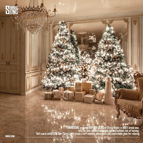 Miniatura 5 de XINXUSONG Guirnalda de luces LED de hadas de Navidad con forma de estrella para bricolaje de 20 pies60 LEDsluz cálida suave para decoración de árbol