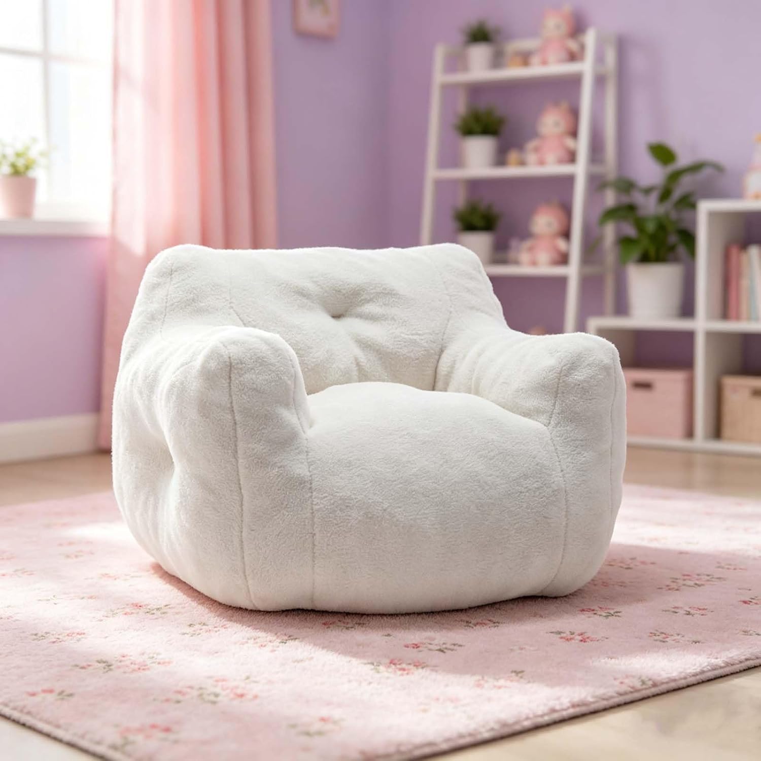 Fuzzy Bean Bag Lounger with Armrests, Comfortable Seating for Relaxation, Cozy Spot for Daily Rest and Comfort