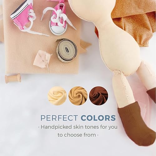 Miniatura 5 de VALENGO - Tela de tono de piel de alta calidad, 100% algodón entrelazado, color de piel de muñeca Waldorf, 1 yarda (justo)