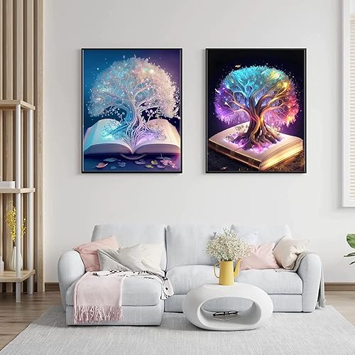 Miniatura 3 de VeGuude Kits de pintura de diamantes para adultos, paquete de 2 unidades de árbol de la sabiduría DIY 5D, kits de arte de diamantes de perforación