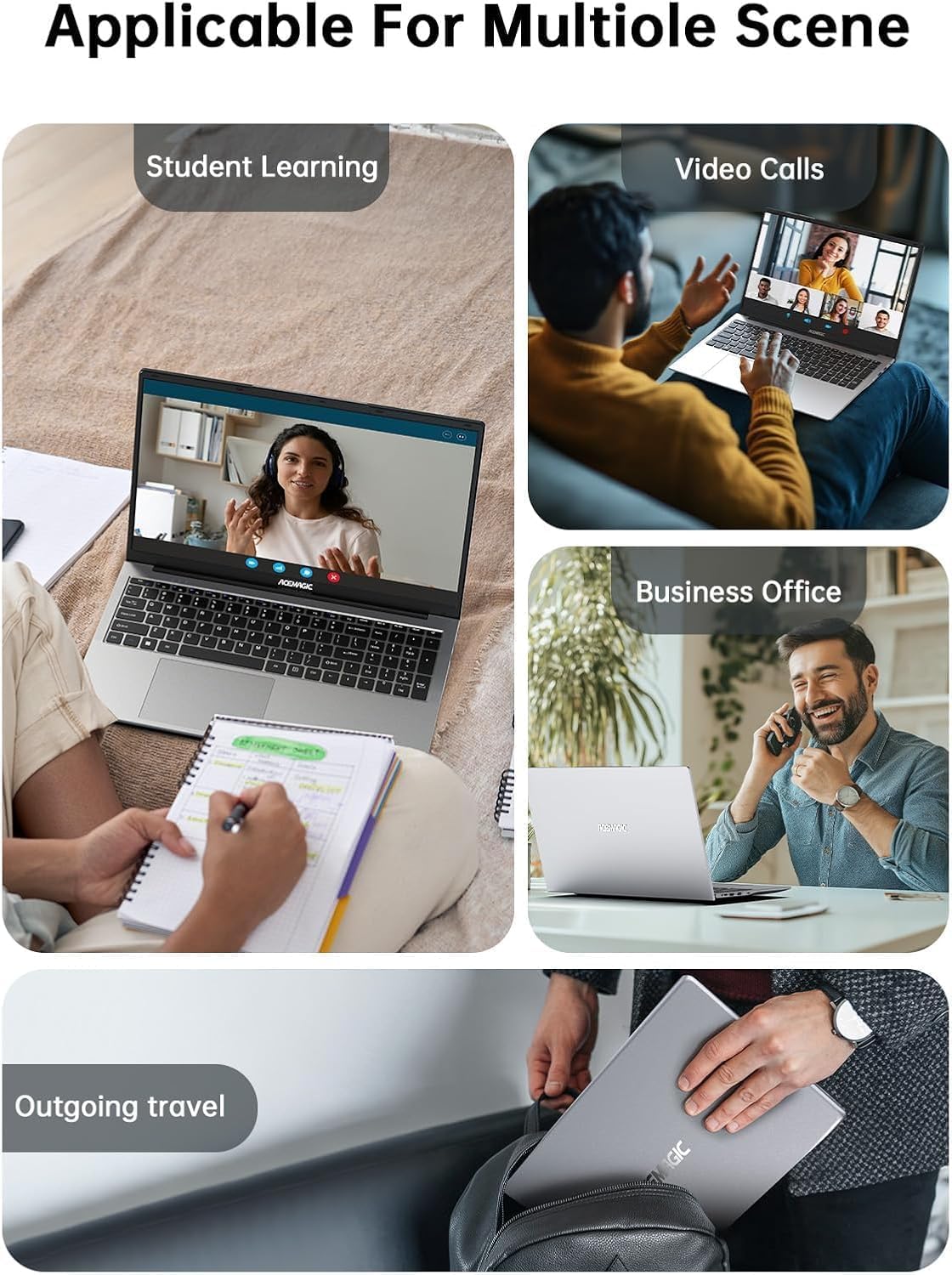 17.3 inch Laptop with 12th Quad-Core N95 Processor up to 3.4GHz (Beat N5205/N5095) 16GB RAM DDR4 512GB M.2 SSD Laptops, Support WiFi 5, BT5, USB3.2, HDMI,Type-C,1080 FHD, 6000mAh Long-Battery — view 9