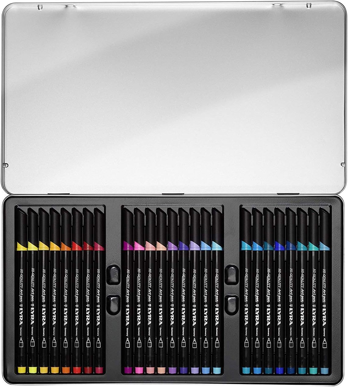 LYRA Hi-Quality Artpen 6751500 Pens in Metal Case Set of 50 Assorted Colours