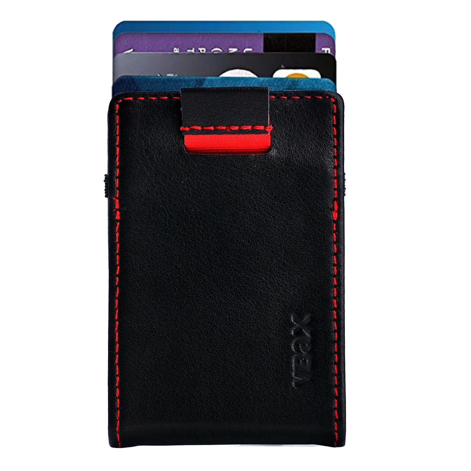 RFID Minimalist Slim Wallet for Men and Women, Holds Up to 12 Cards, Cash, Key Thin and Lightweight Credit Card Holder, Black Eco Leather