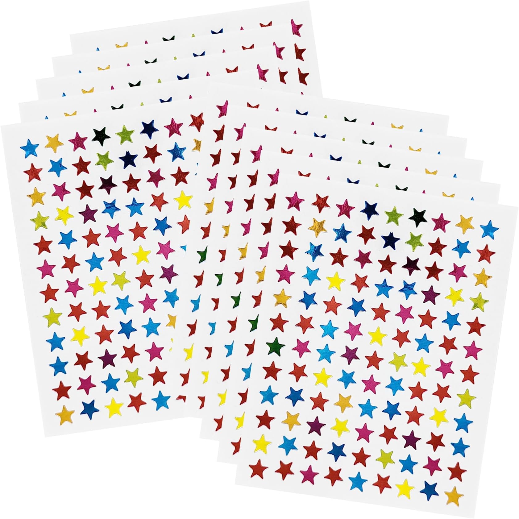JHFGJGH 0.3" Diameter Multicolor Star Stickers - 2160 Pcs, 20 Sheets - Reward Stickers for Children, Ideal for Reward Charts and More