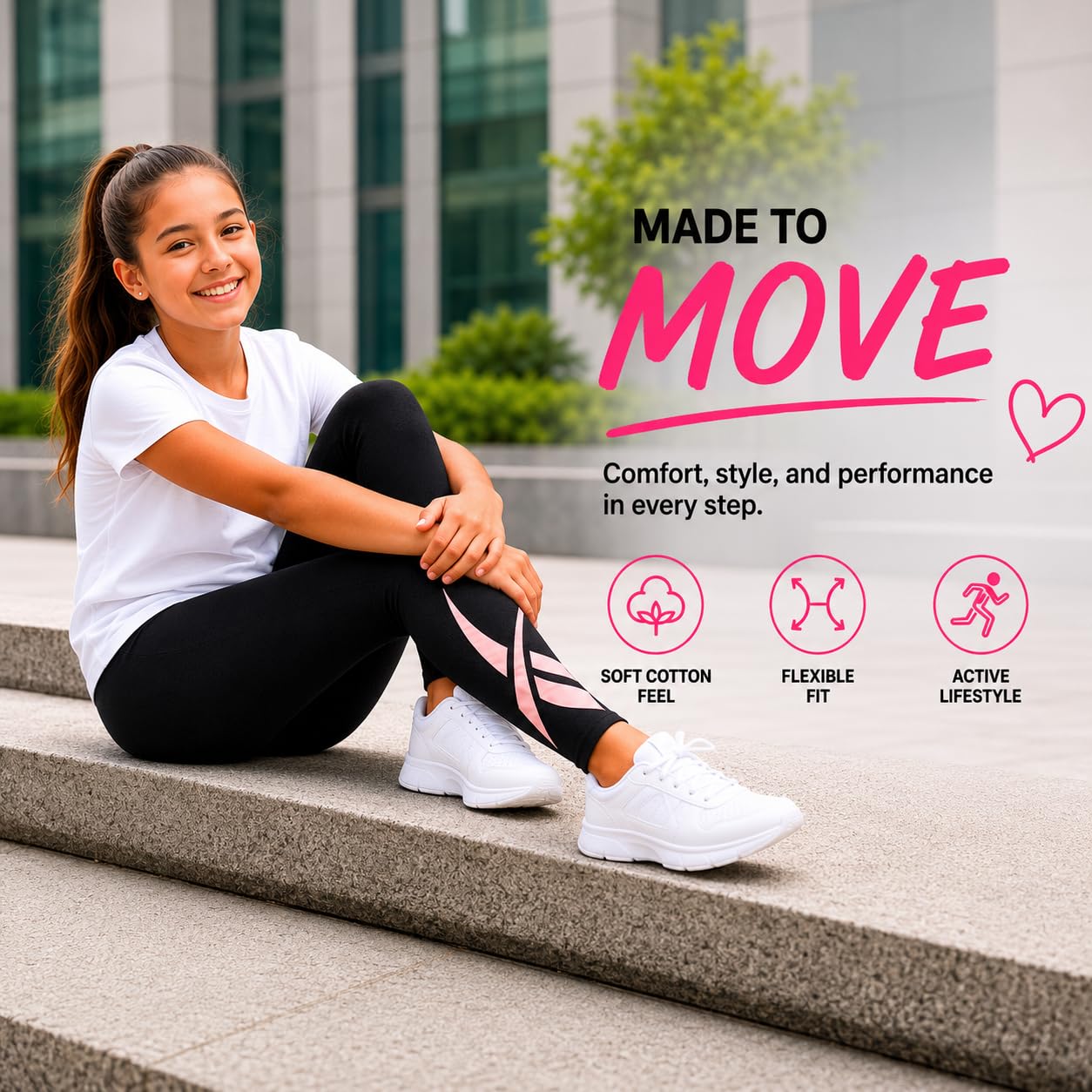 Reebok Leggings para niñas, paquete de 2 leggings de algodón de rendimiento atlético, pantalones de yoga para niñas, medias de baile (tallas: 7-12)
