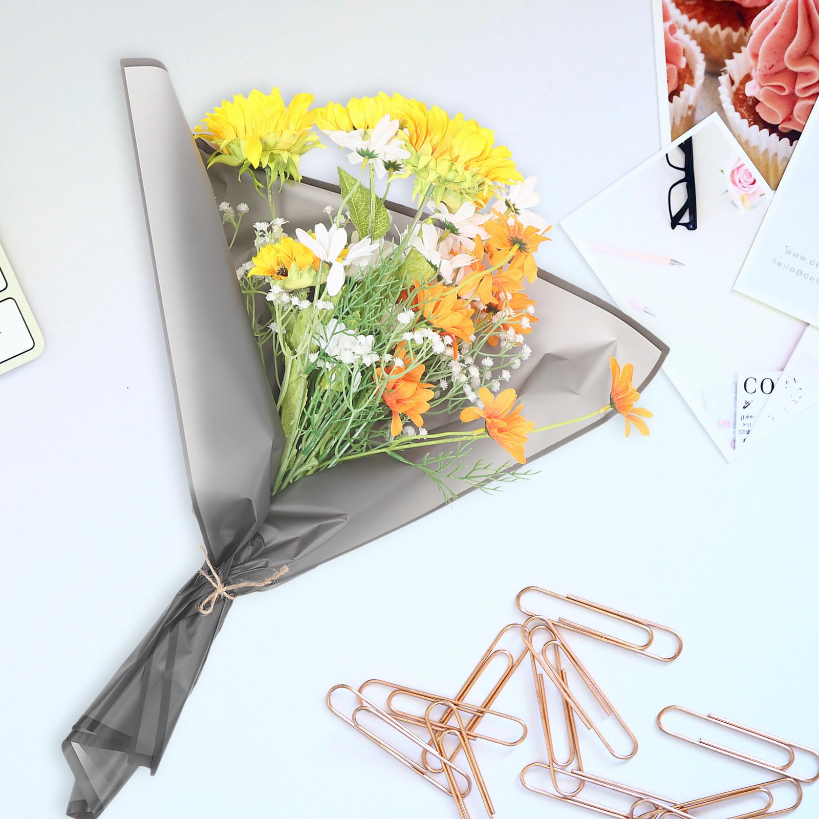 20 Stück Blumen Geschenkpapier für Blumensträuße Schwarz Opp Folie