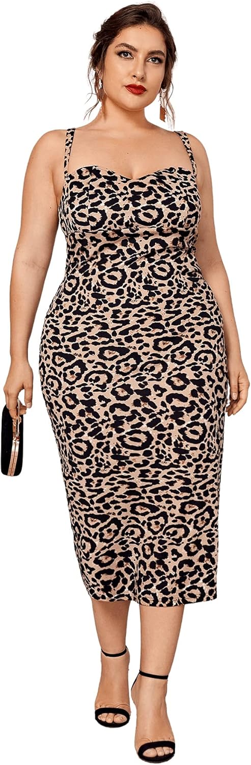 SheIn Women's Plus Size Leopard Print Maxi Dress Kuwait Ubuy