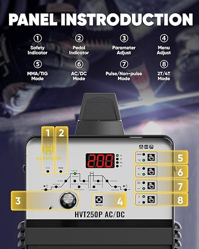 Miniatura 3 de H HZXVOGEN Soldador TIG AC DC con pulso, soldador TIG de aluminio 200A con onda cuadrada 110V220V IGBT inversor HF TIGpulso TIGmáquina soldadora de