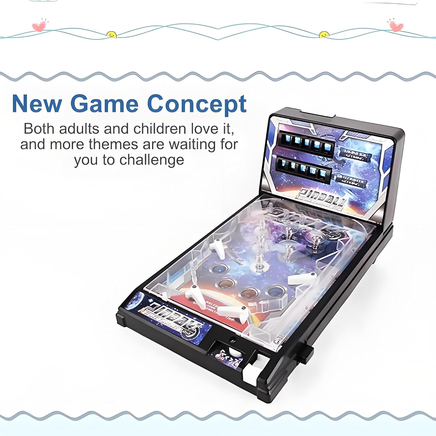 Electronic Arcade Pinball Game, Space Theme Tabletop Pinball Machine Toy, Fun Sounds and Light Effects, Ideal Gifts for Children's Christmas and Birthdays