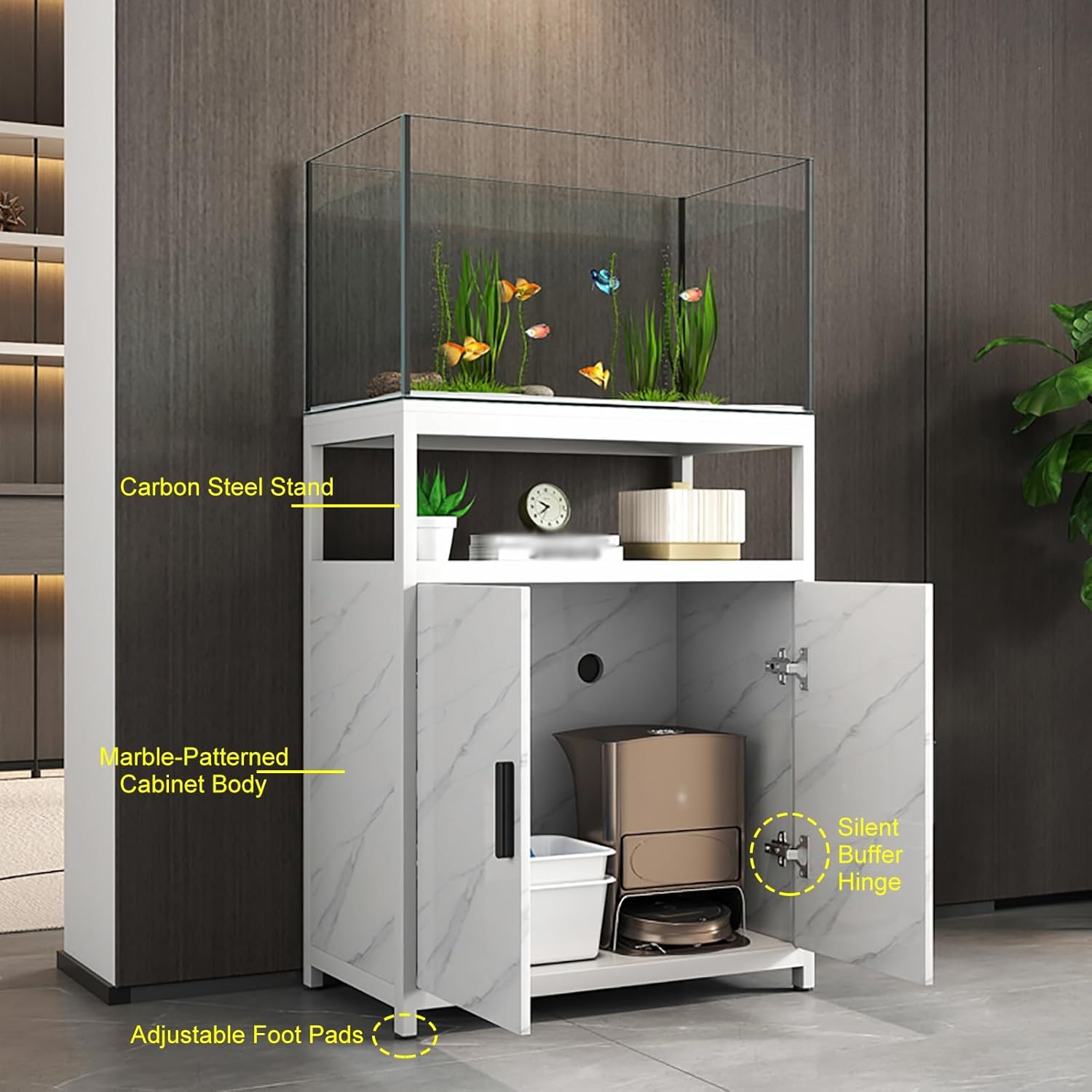 Aquarium Cabinet, Fish Tank Table, Reptile Tank Stand, Terrarium Stand, Breeder Tank Stand, Turtle Tank Stand, No Assembly Required(White,60x30cm/24x12in)