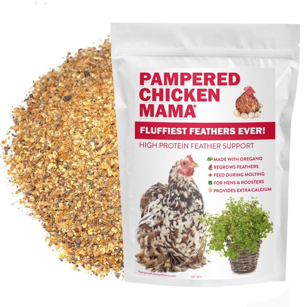 Pampered Chicken Mama Backyard Chicken Molting Supplement: Fluffiest Feathers Ever Backyard Chicken Feed and Supplies for Hens (6 Pound Economy Size)