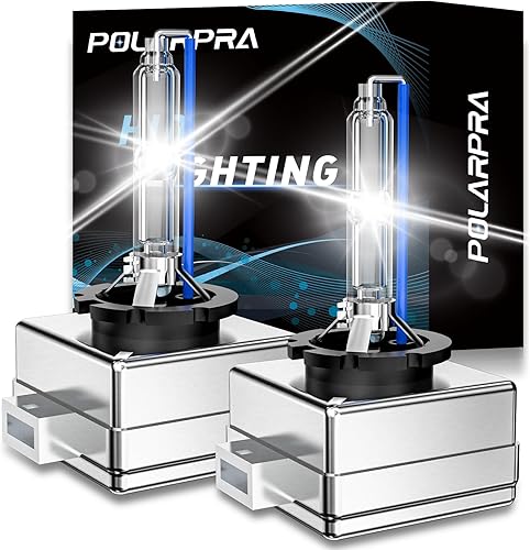 POLARPRA D1S HID Headlight Bulbs, 6000K Cold White 35W 7600LM Super Bright Xenon Replacement High Low Beam Headlights Lamp Bulbs Set D1S HID Lights