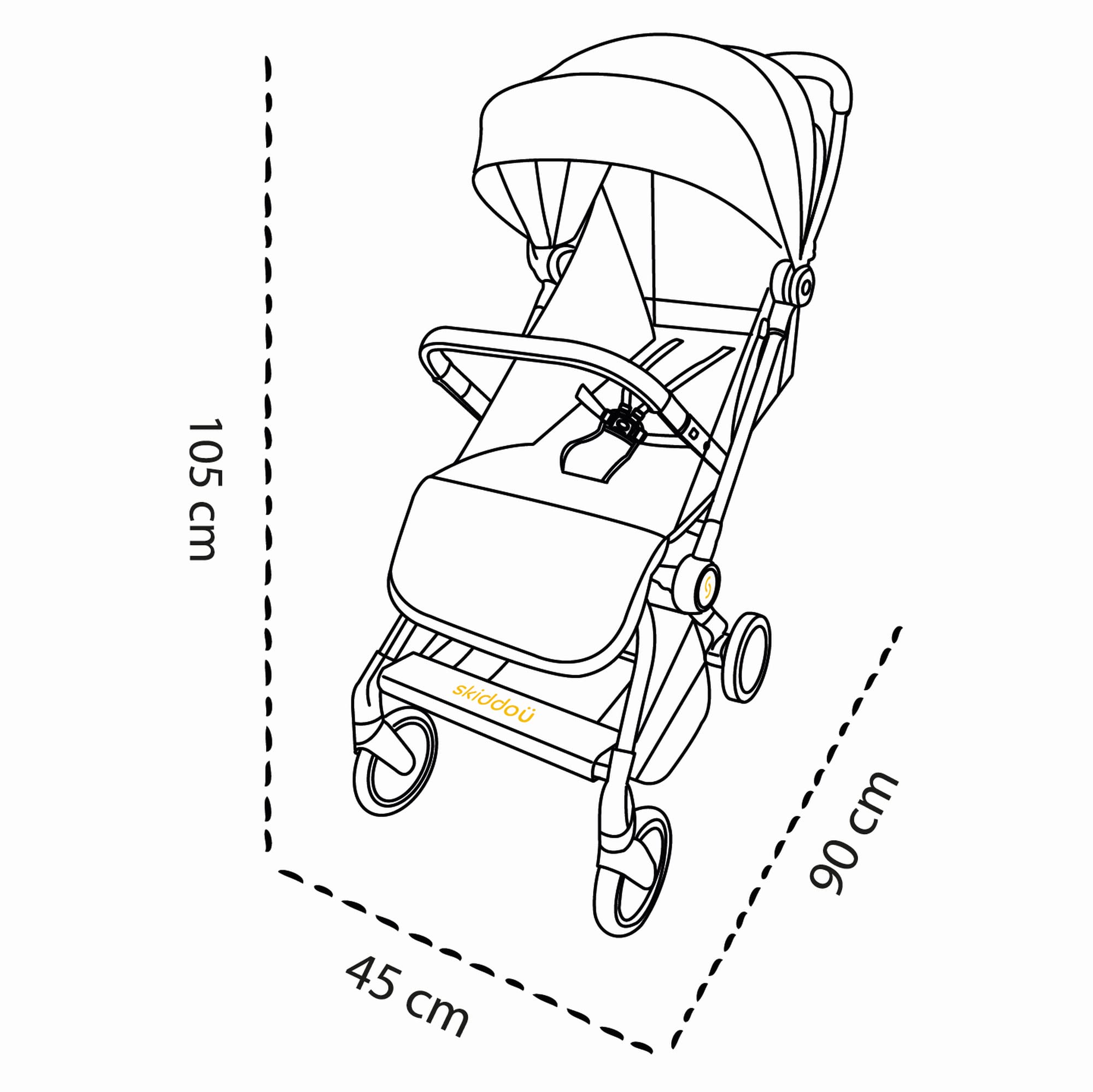 skiddoü poussette hamac pour enfant Espoo poussette pliable poussette canne pour enfant, structure légère en aluminium pliable d’une seule main, petite poussette de voyage, compacte, Noir